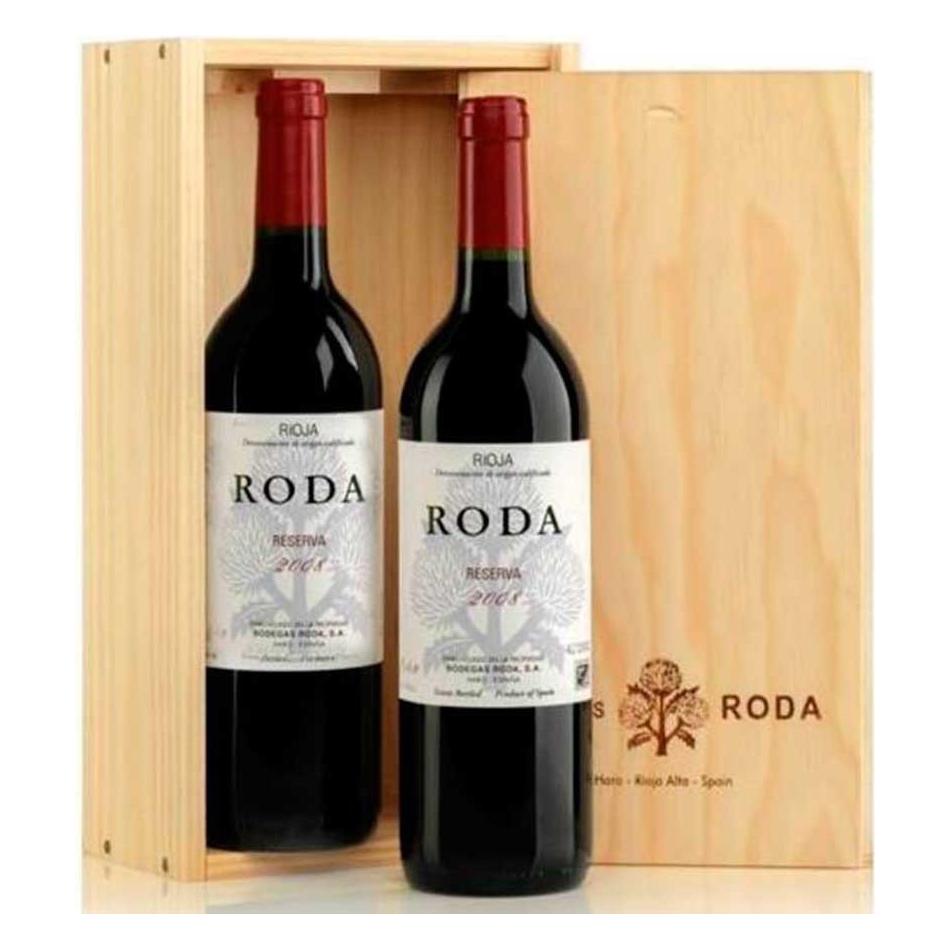 Pack of 2 Roda Reserva bottles in a wooden box