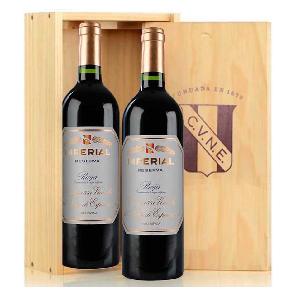 Pack 2 botellas Cune Imperial Reserva en caja de madera