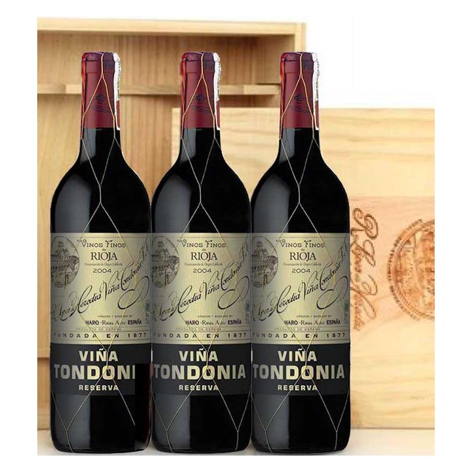 Pack 3 botellas de vino Viña Tondonia Reserva en caja de madera