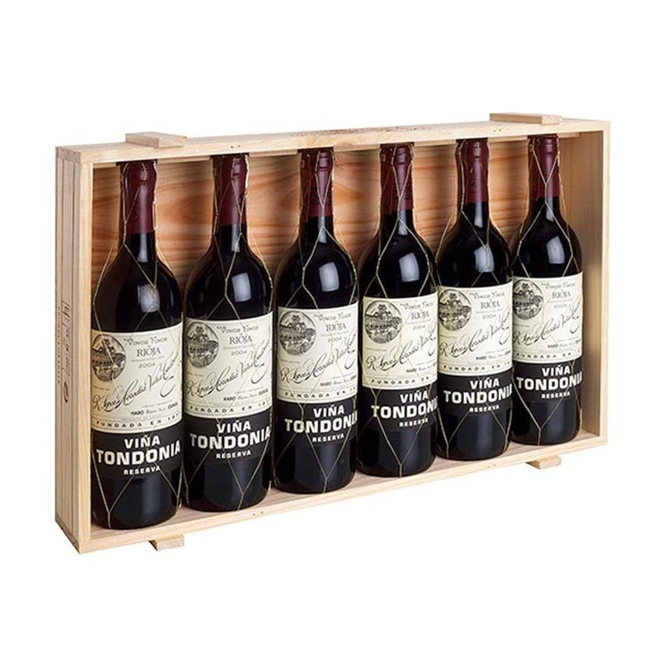 Pack 6 botellas Viña Tondonia Reserva en caja de madera