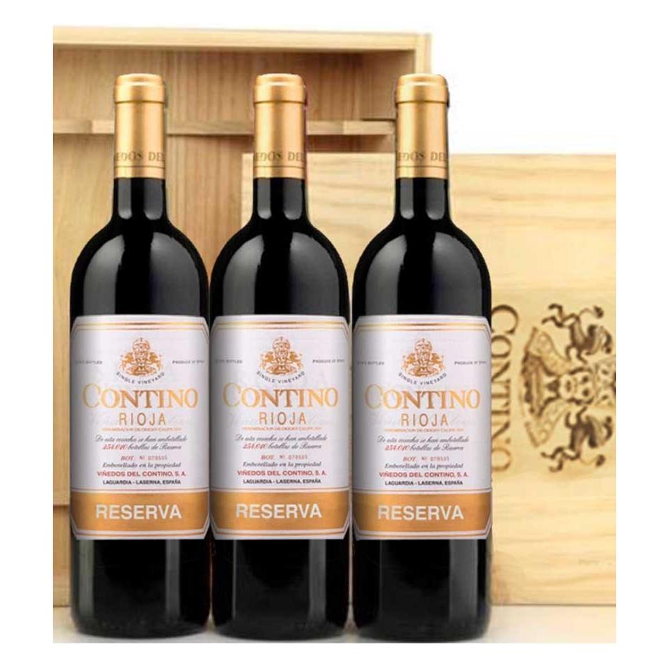 Pack 3 botellas Contino Reserva en caja de madera