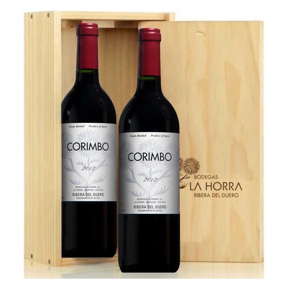 Pack 2 botellas Corimbo en caja de madera