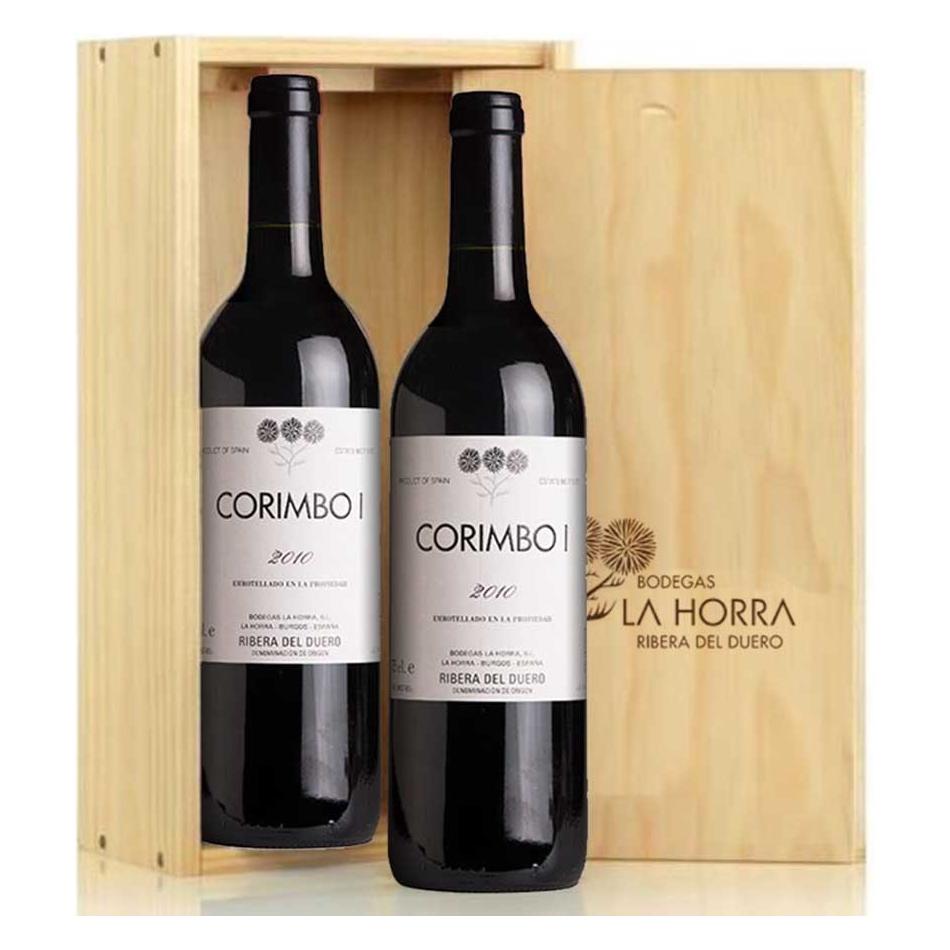 Pack 2 botellas Corimbo I en caja de madera