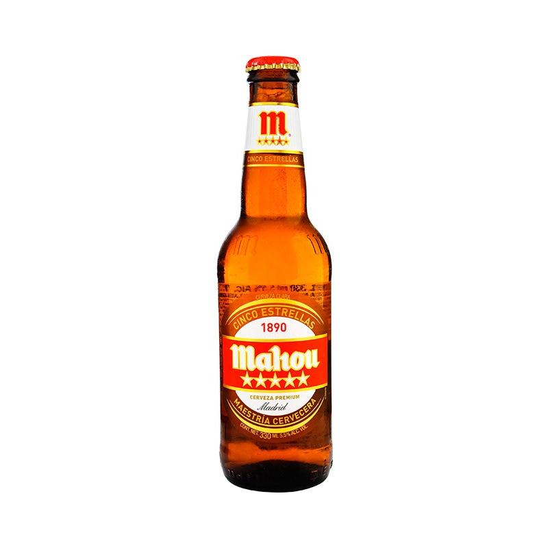 Cerveza Mahou 5 Estrellas Pack 24 Botella 33cl.