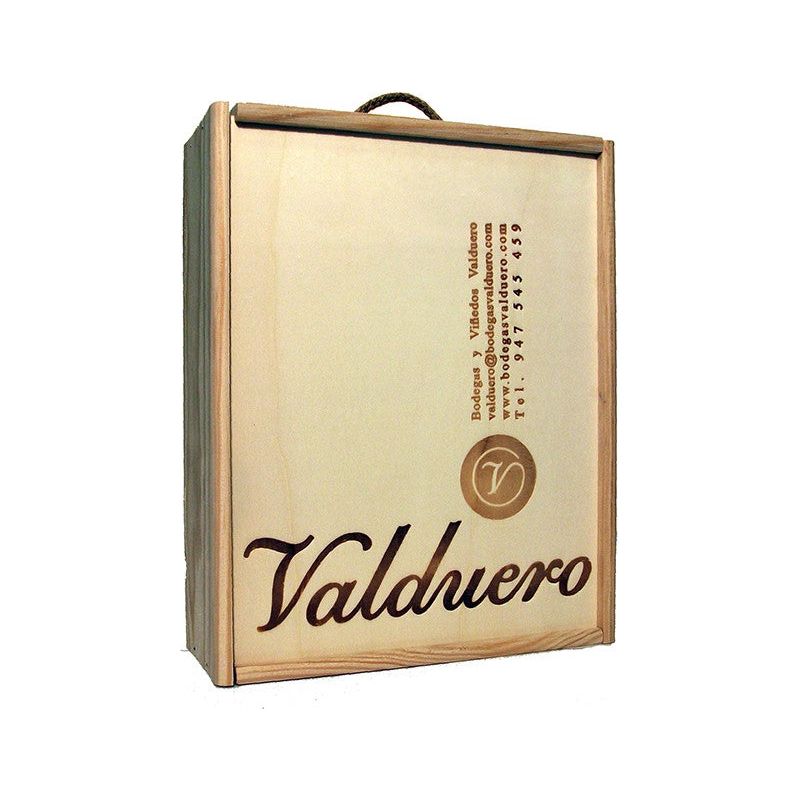 Pack of 3 Valduero Crianza bottles in a wooden box