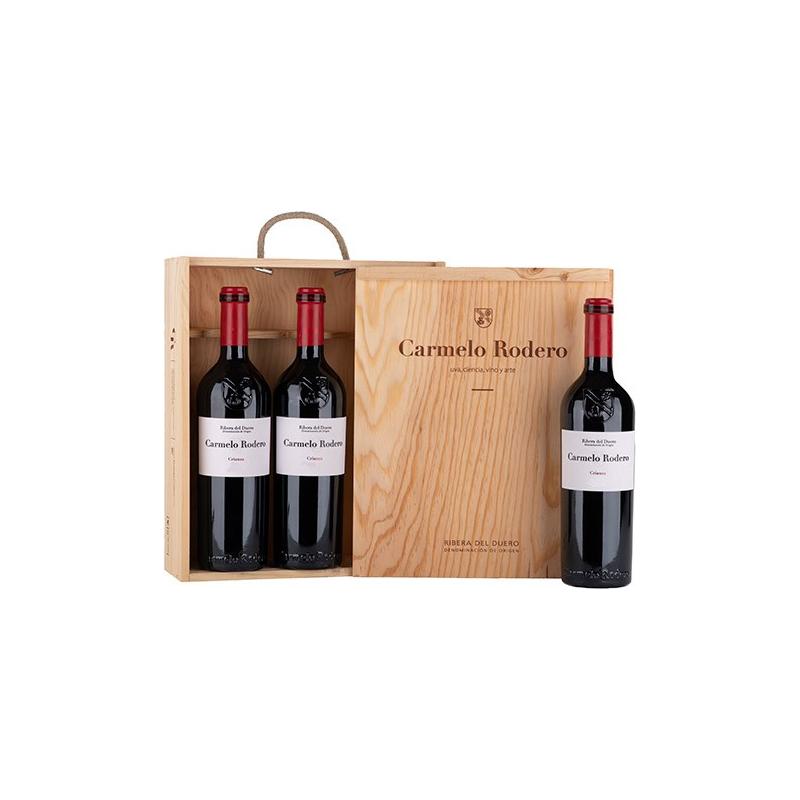 Pack 3 botellas Carmelo Rodero crianza en caja de madera