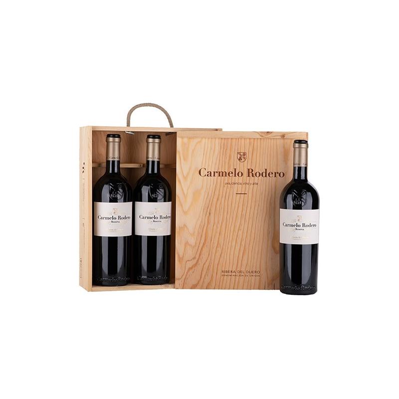 Pack 3 botellas Carmelo Rodero reserva en caja de madera