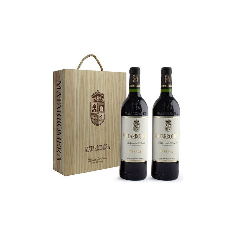 Pack of 2 Matarromera Reserva bottles in a wooden box