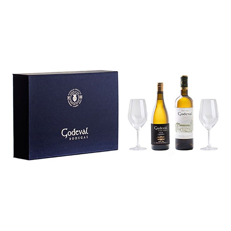 Pack 2 botellas Godeval Cepas Vellas y Godeval Godello + 2 Copas