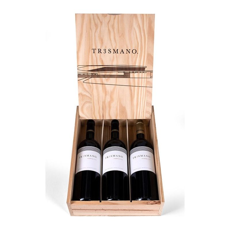 Pack 3 botellas Tr3smano Proventus en caja de madera